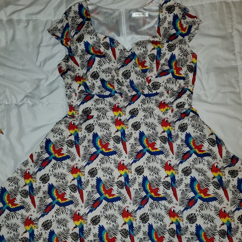 Vintage style parrot dress